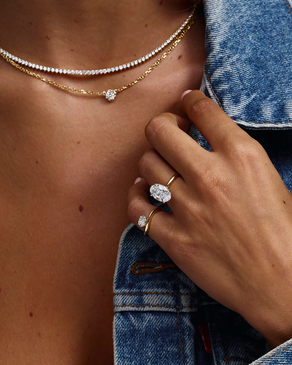 Astra Oval Natural Diamond Pinky Ring - Image 14