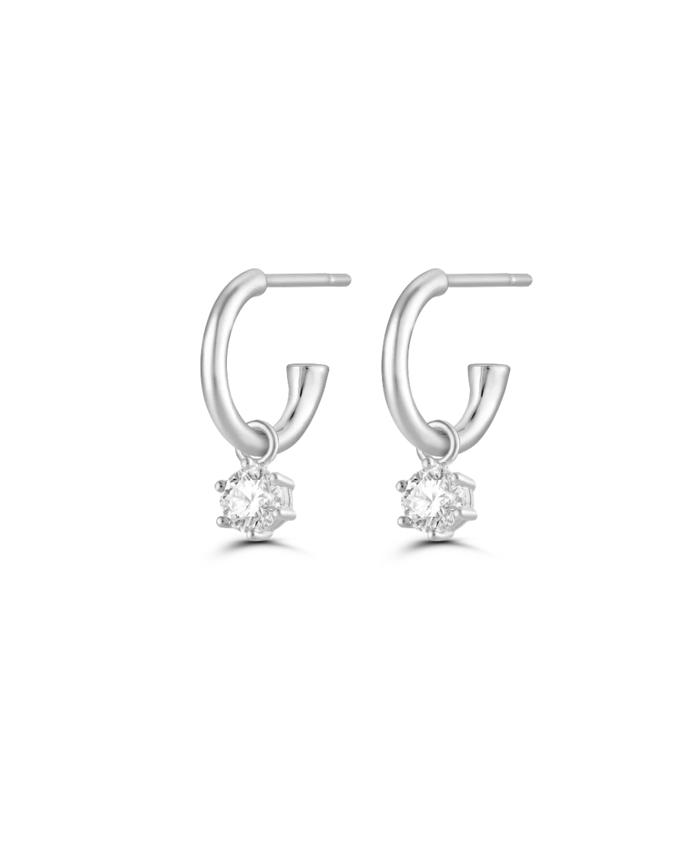 Round Diamond Charmed Hoop Earrings - Image 9